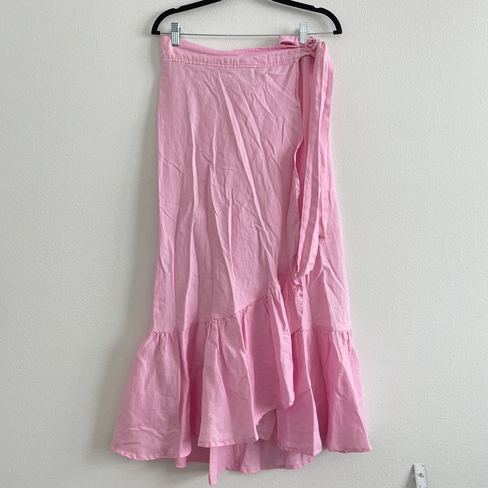 Sunny‎ The Label Wrap Skirt Women M Bubblegum Pink Ruffle Classic Beach Femme